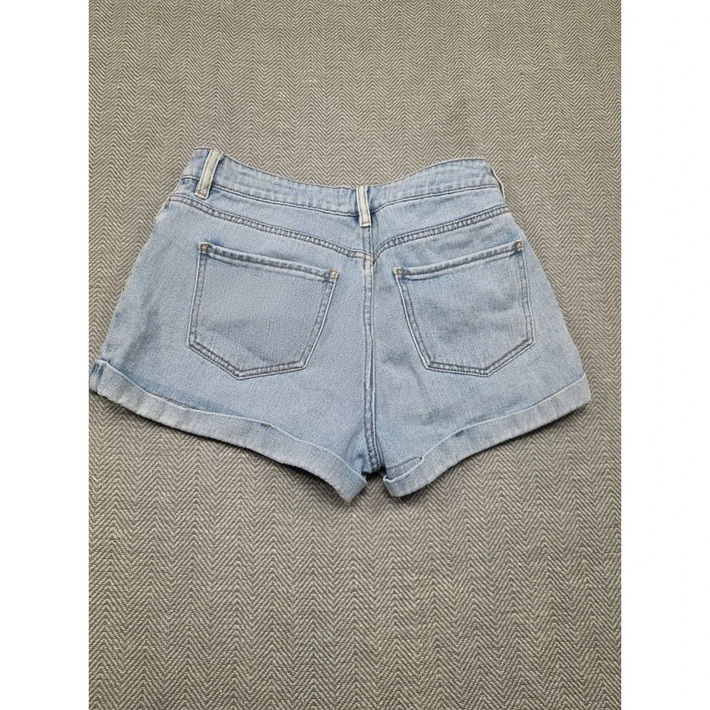 PacSun Mom Shorts Womens 28 Light Wash Blue High Waisted Cotton Denim Cuffed 90s